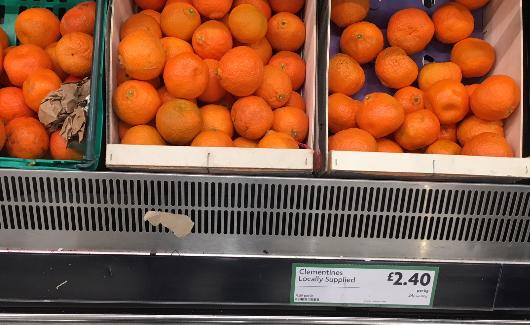 Precio de las clementinas en un supermercado de Gibraltar 