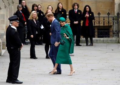 Imagen secundaria 1 - Enrique y Meghan, este lunes en la abadía de Westminster.