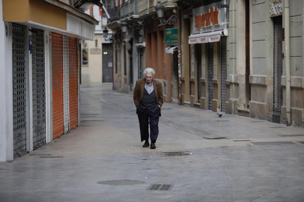 El Centro de Málaga, en el primer día laborable tras la declaración del estado de alarma.