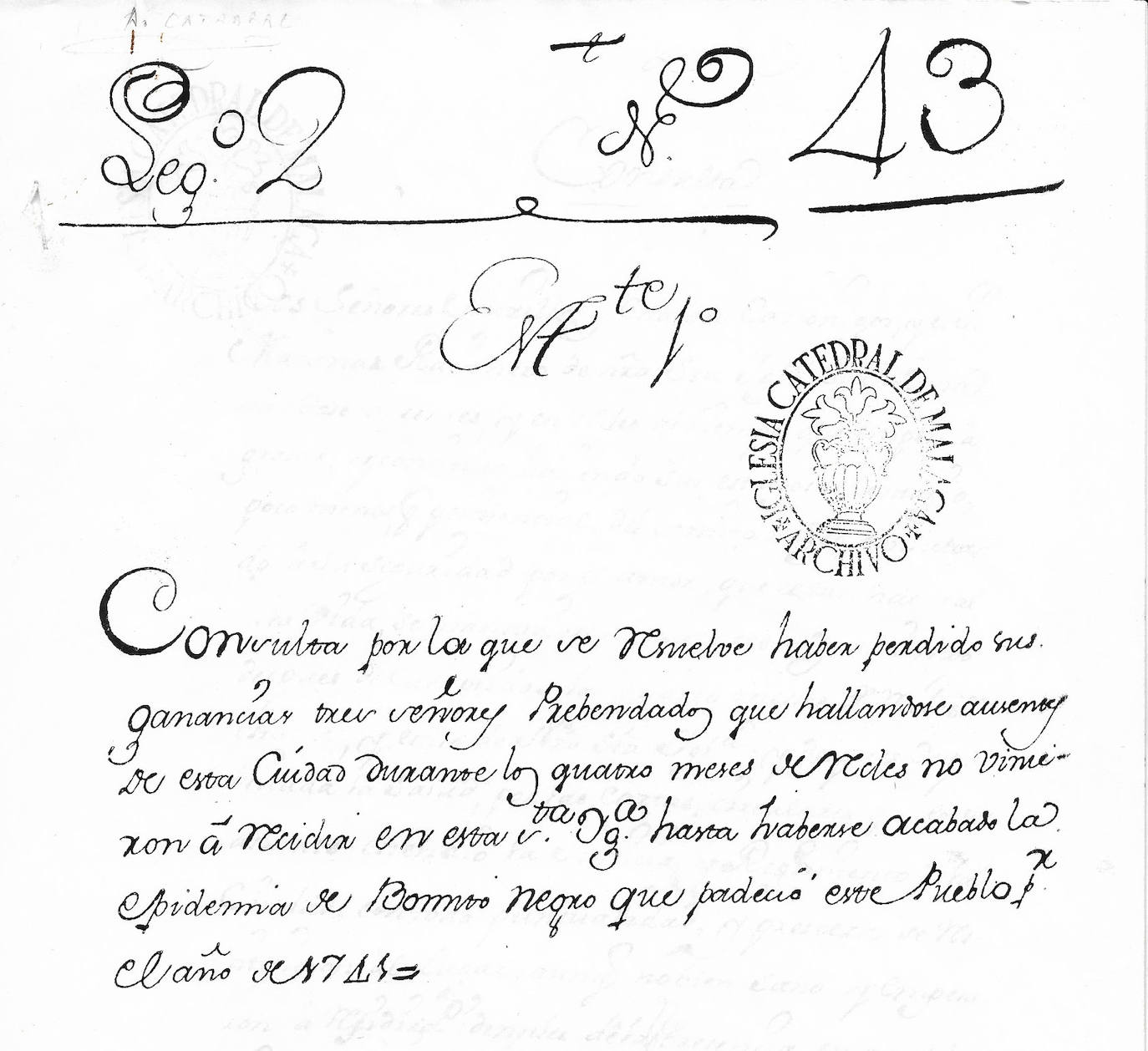 Sanción a tres prebendados que huyeron de la epidemia de 1741. 