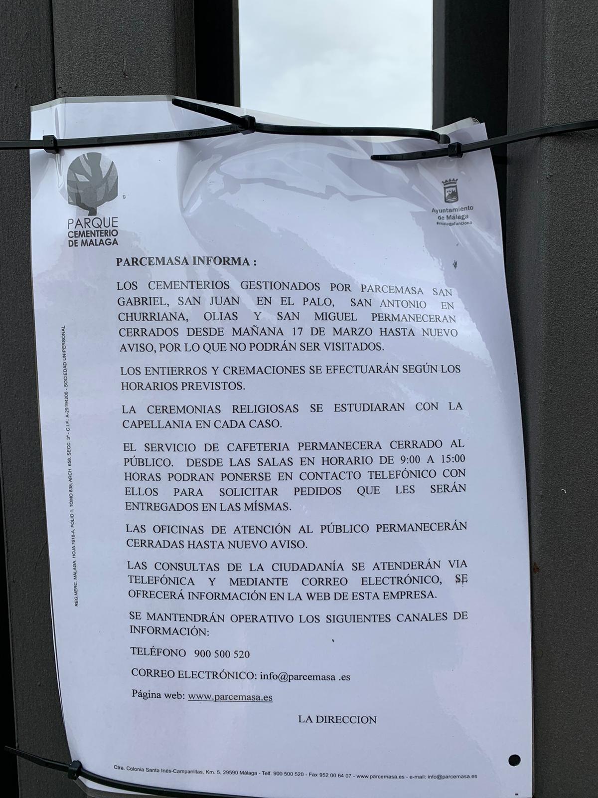 Situación en Parcemasa por la crisis del coronavirus