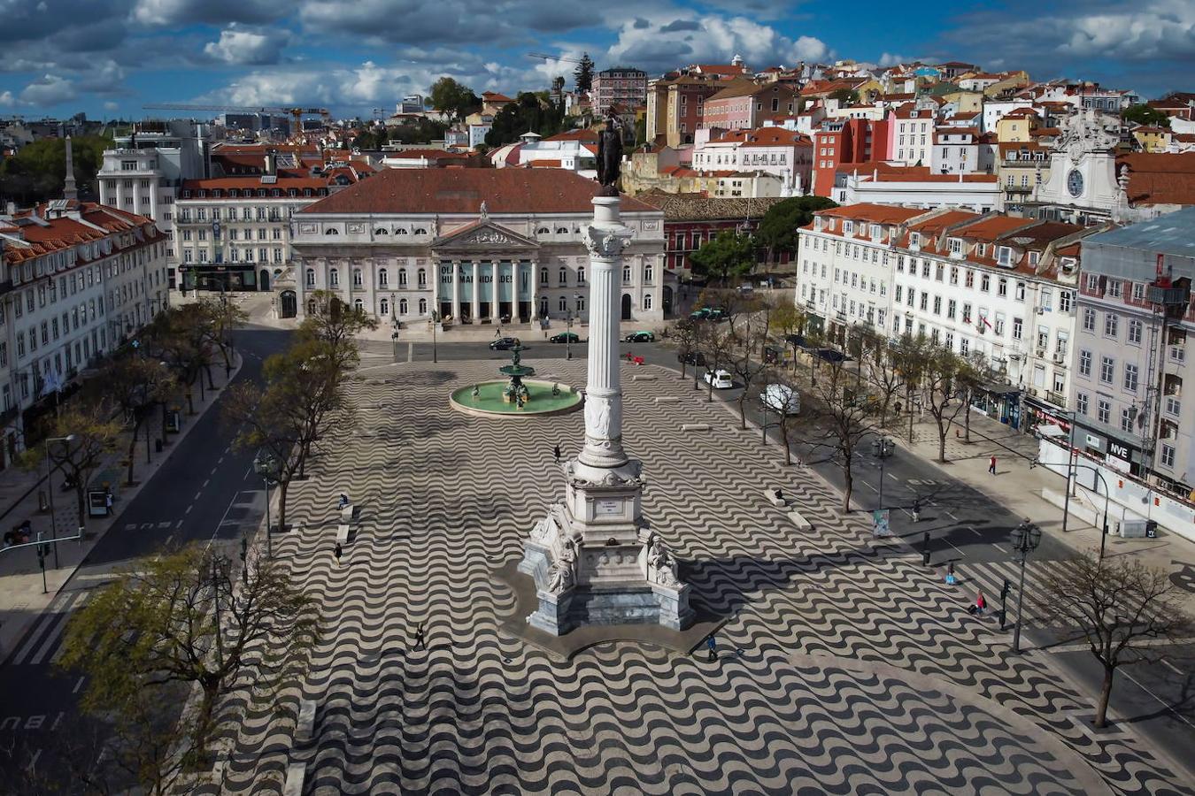 Vista aérea de la plaza Rossio en Lisboa.