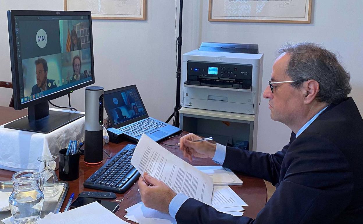 Quim Torra, durante la reunión este viernes del Ejecutivo catalán.