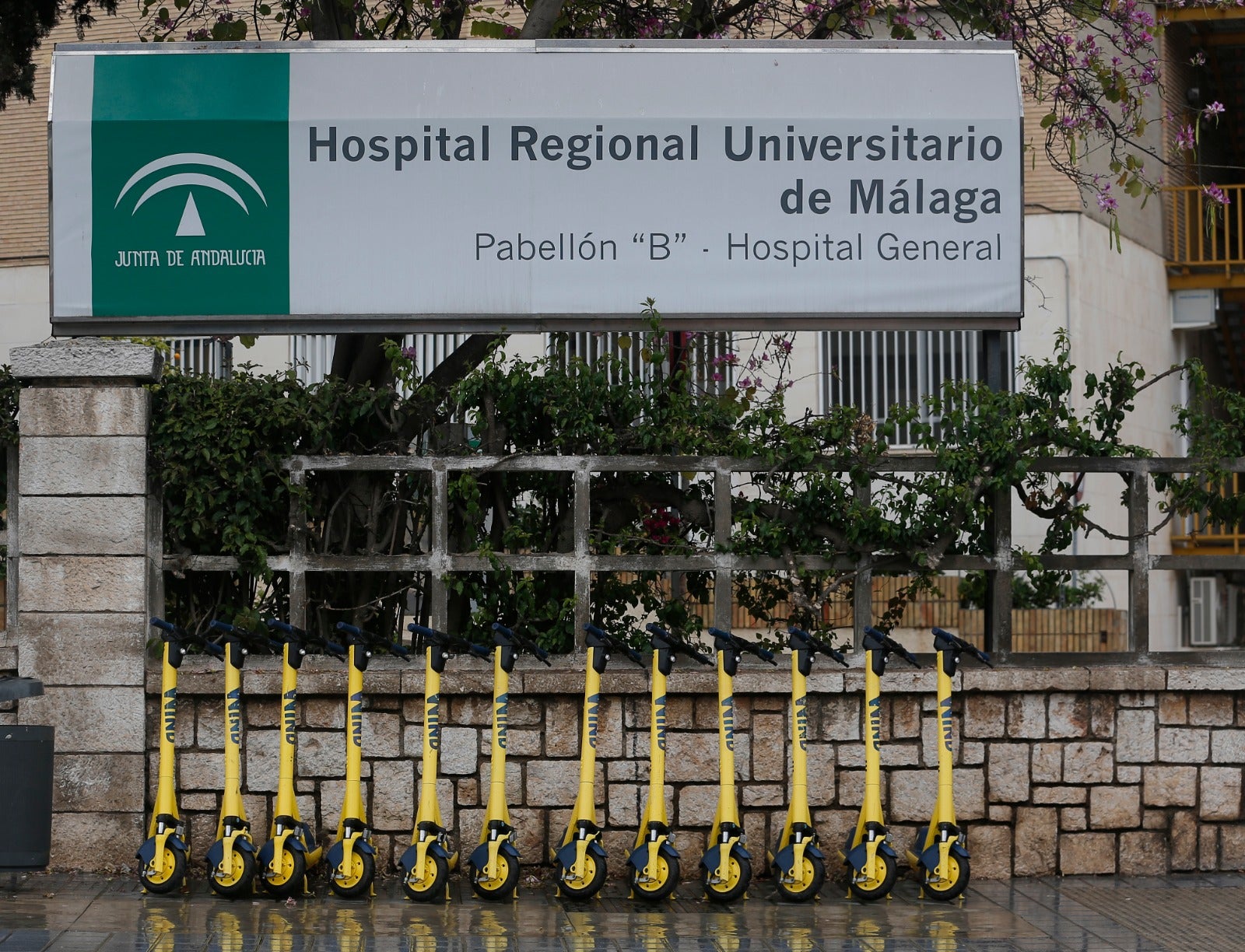 Patinetes, en la puerta del Hospital Regional de Málaga
