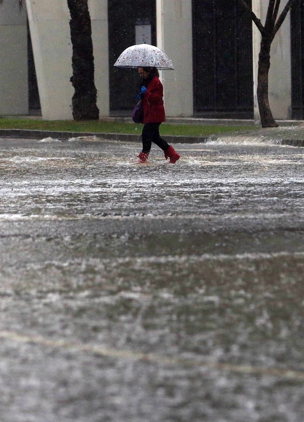 Efectos del temporal en Málaga, este martes.