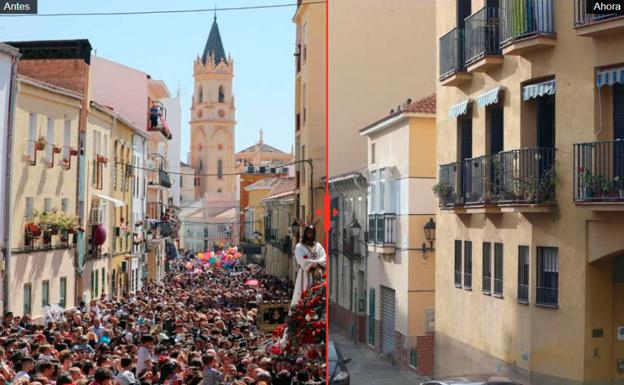 Dos imágenes antagónicas: el día del traslado del Cautivo en una Semana Santa habitual y la que se ha visto hoy