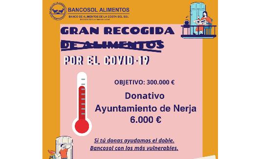 Cartel difundido por el Ayuntamiento nerjeño con el donativo realizado. 