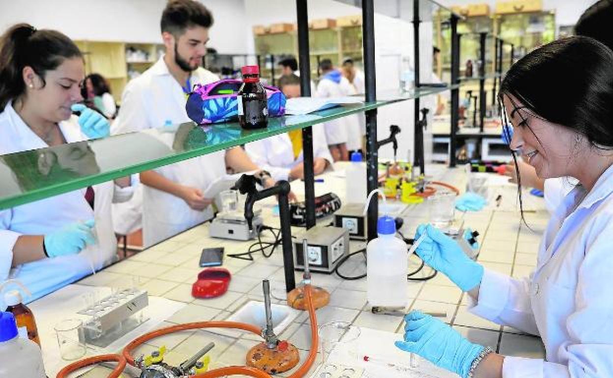 Estudiantes de FP, en uno de los laboratorios del IES Universidad Laboral. 