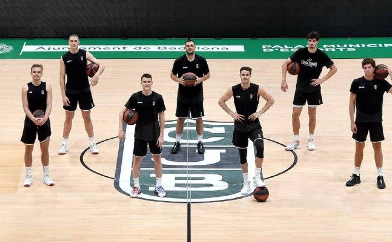 Zagars, Parrado, Dimitrijevic, Ventura, López-Aróstegui, Busquets y Parra, en el Palau Sant Jordi. 