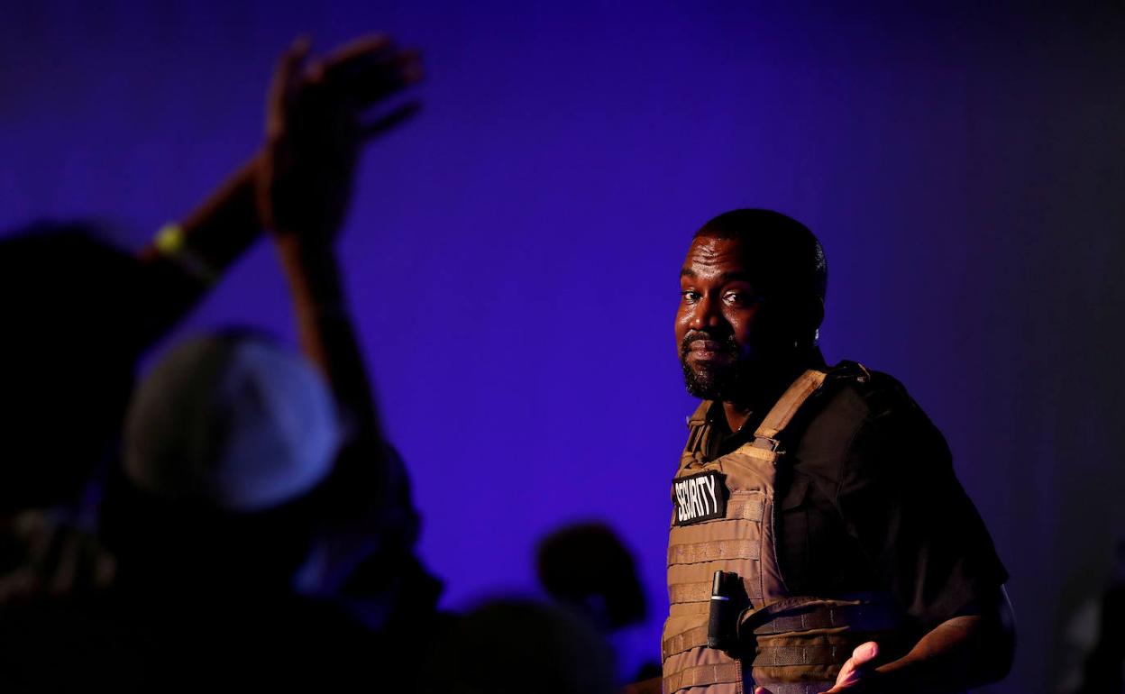 kanye West, durante su presentación de campaña. 