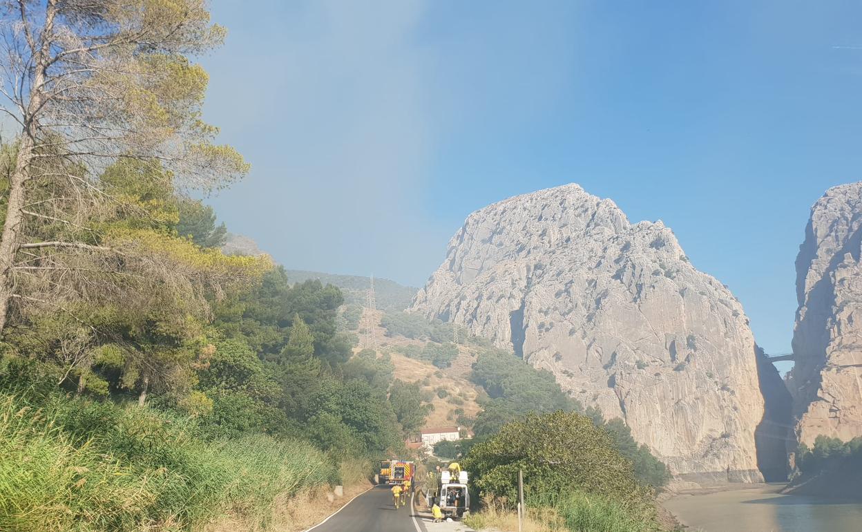 Controlado el incendio forestal en el entorno del Caminito del Rey
