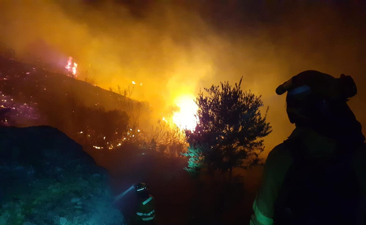 Bomberos del Infoca, en uno de los incendios de los últimos días en la provincia. 