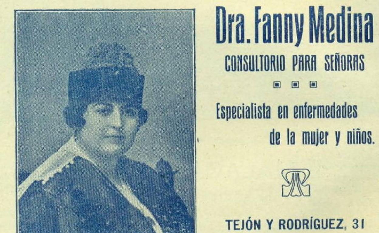 Anuncio del consultorio de Fanny Medina en los años treinta. 