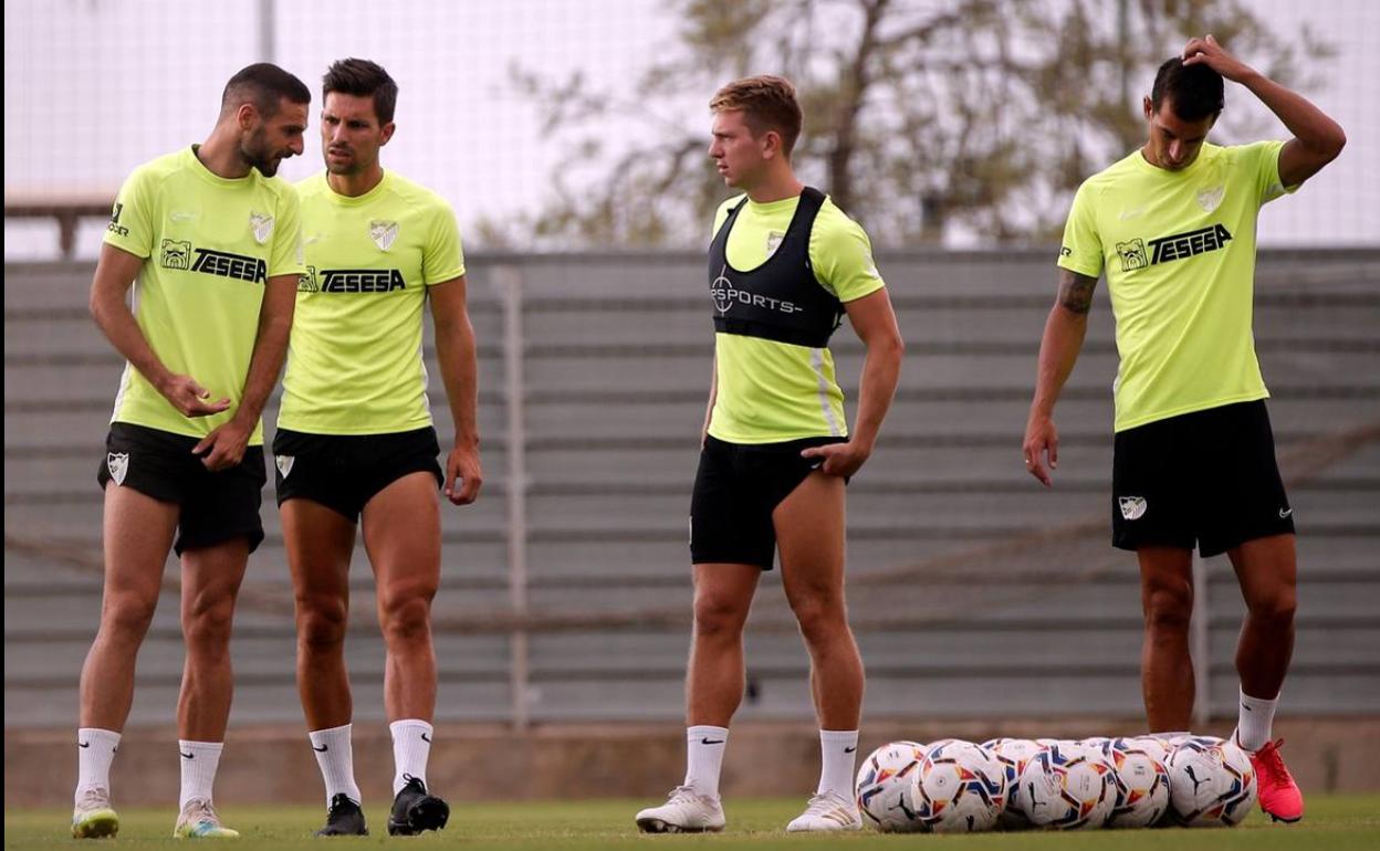 Lombán, Adrián, Rolón y Luis Hernández, cuatro de los jugadores afectados por el ERE. 