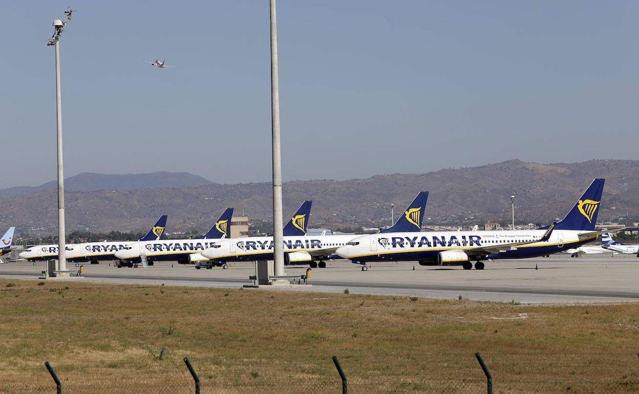 Aviones de Ryanair en el aeropuerto de Málaga.