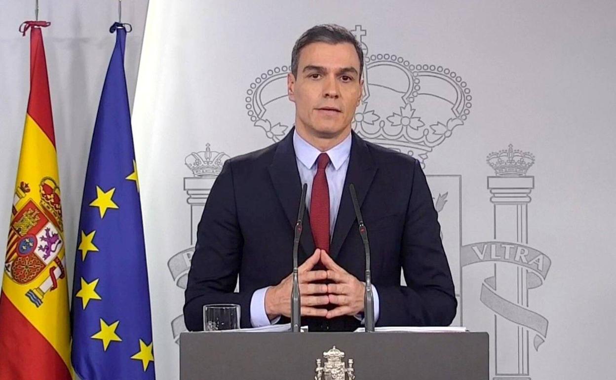 Pedro Sánchez, presidente del Gobierno. en una de sus intervenciones durante el confinamiento.