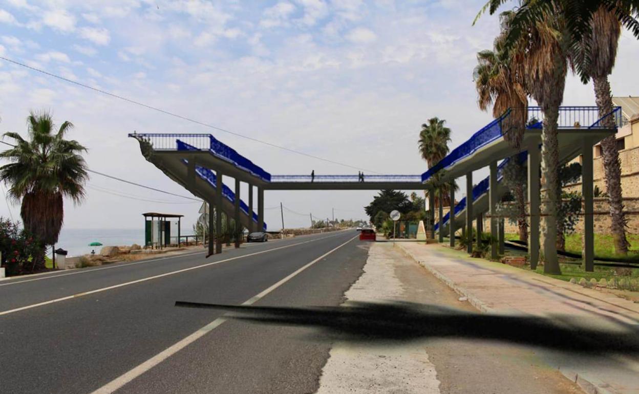 Simulación del paso elevado que propone el PP de Vélez en la N-340 en Valle Niza. 