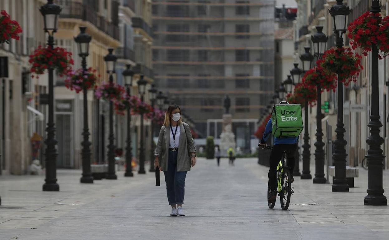 La calle Larios, en pleno estado de alarma. 