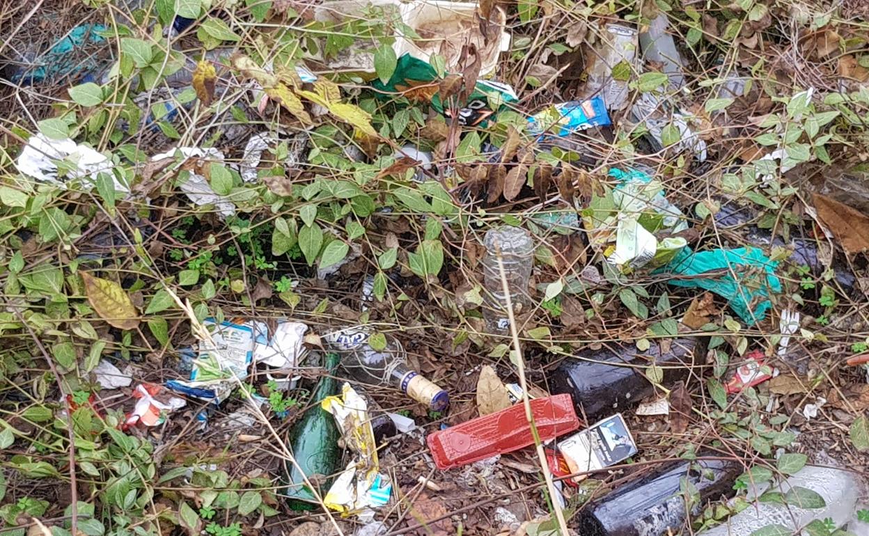 Vista de una parte de la ladera llena de basura. 