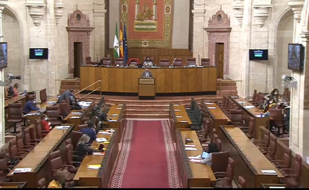 El Parlamento de Andalucía, durante el pleno de este jueves 