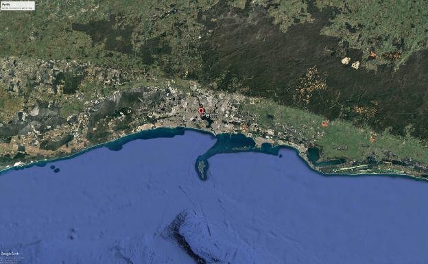 Imagen de Google de Perth, que recuerda mucho a la silueta de Málaga. 