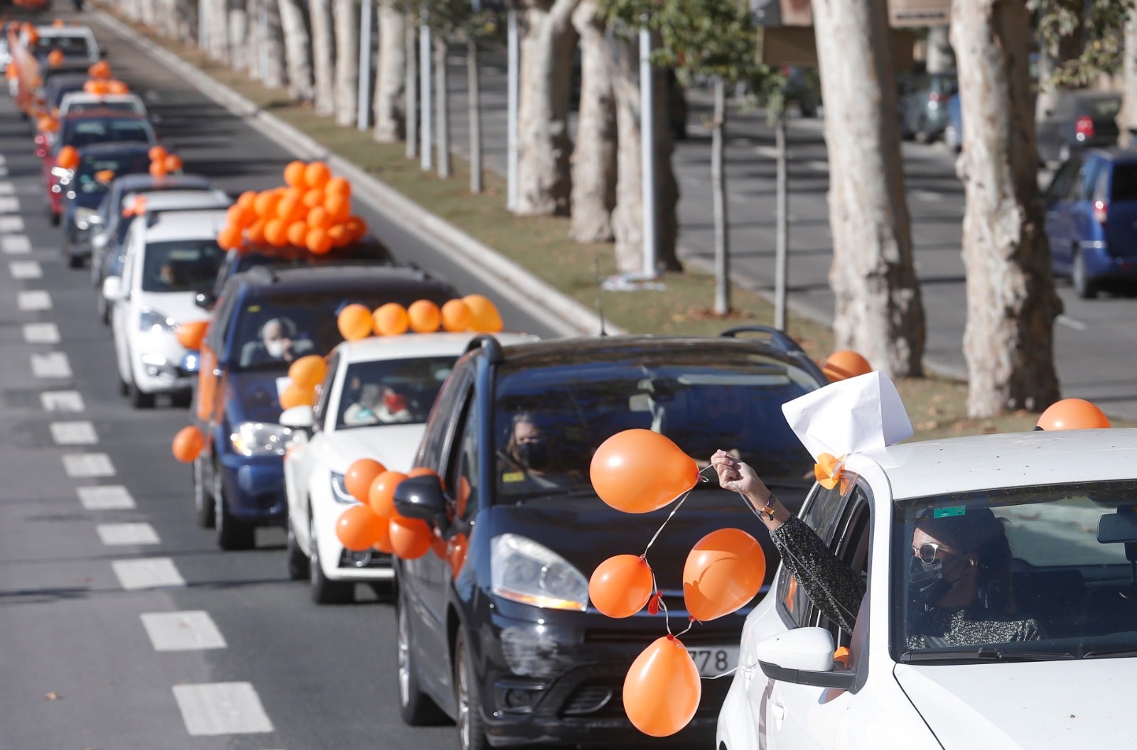 Convocada por la plataforma Más libres, Más plurales, Más iguales -reúne a centros privados y privados concertados- profesores, padres y ciudadanos se han montado en sus vehículos para denunciar esta nueva ley educativa.
