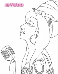 Imagen secundaria 2 - Fichas de Amy Winehouse y Bob Marley, y la versión para colorear de la cantante.