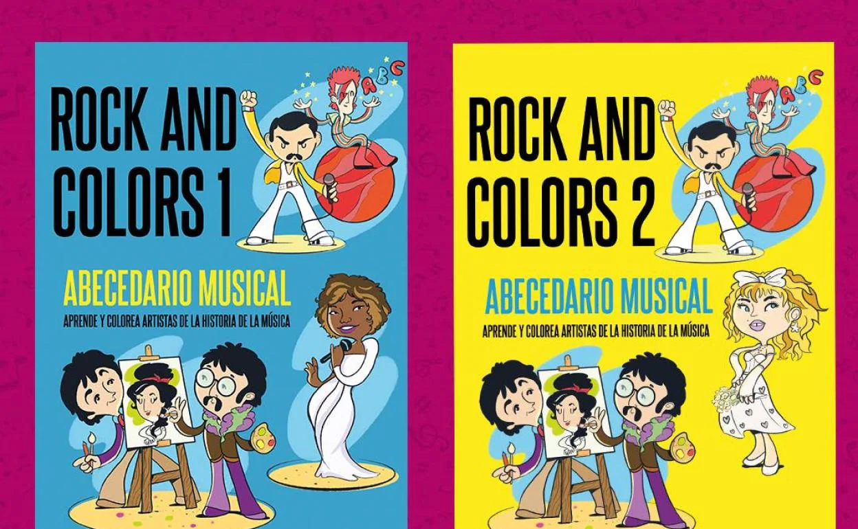 Portadas de los volúmenes 1 y 2 de la colección 'Rock and Colors' de la malagueña Ana Ramos.