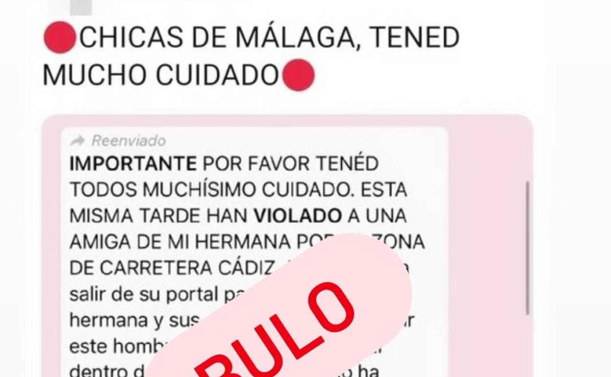 Imagen del bulo difundida por redes sociales y desmentido por la Policía Nacional. 