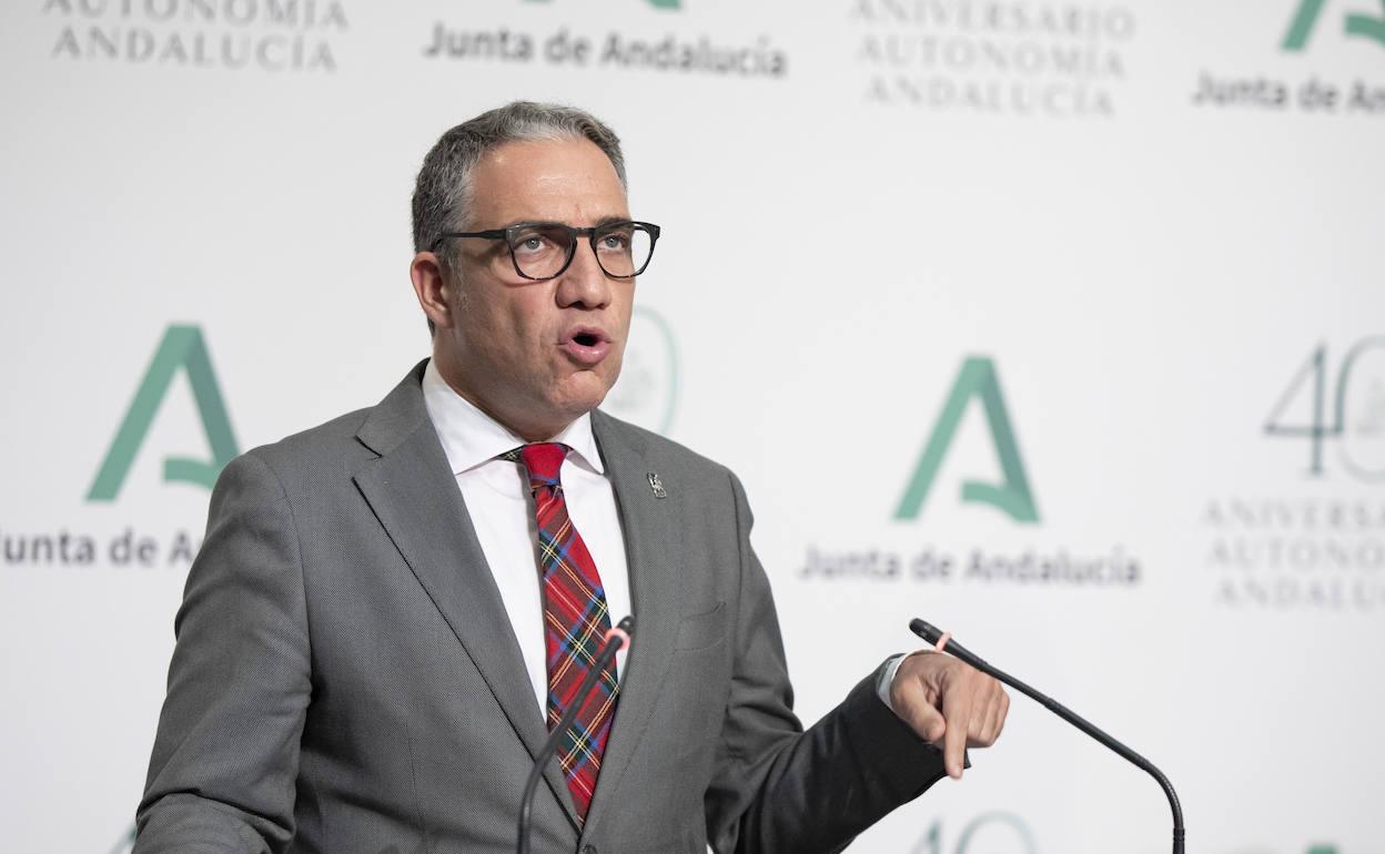 Elías Bendodo, en la rueda de prensa posterior al consejo de gobierno de la Junta. 