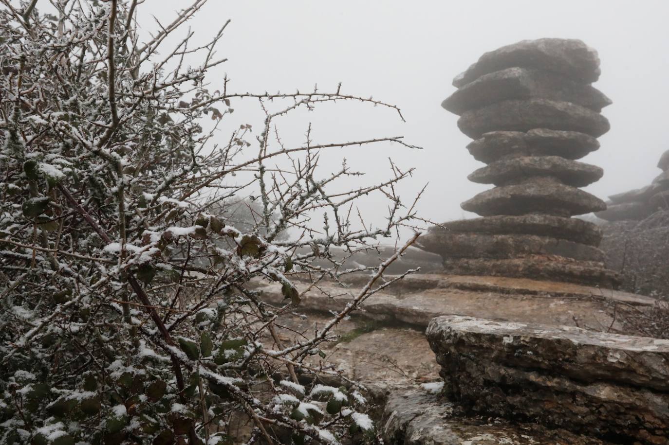 Nieve en el Torcal de Antequera este domingo