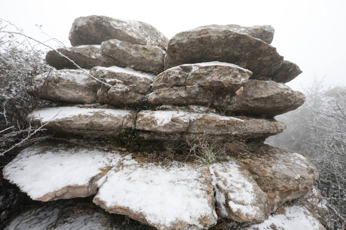 Nieve en el Torcal de Antequera este domingo