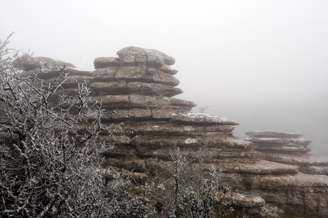 Nieve en el Torcal de Antequera este domingo