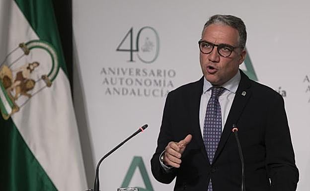 Elías Bendodo, en una intervención reciente, en la sede del Gobierno andaluz