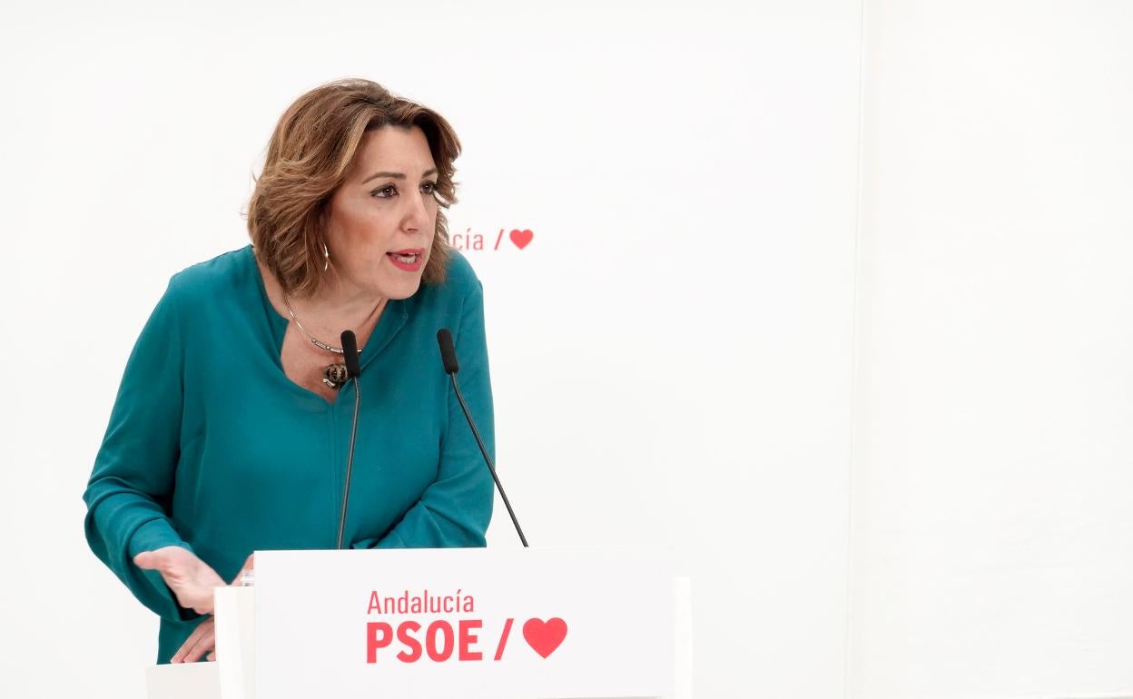 Susana Díaz, este jueves en la sede del PSOE-A