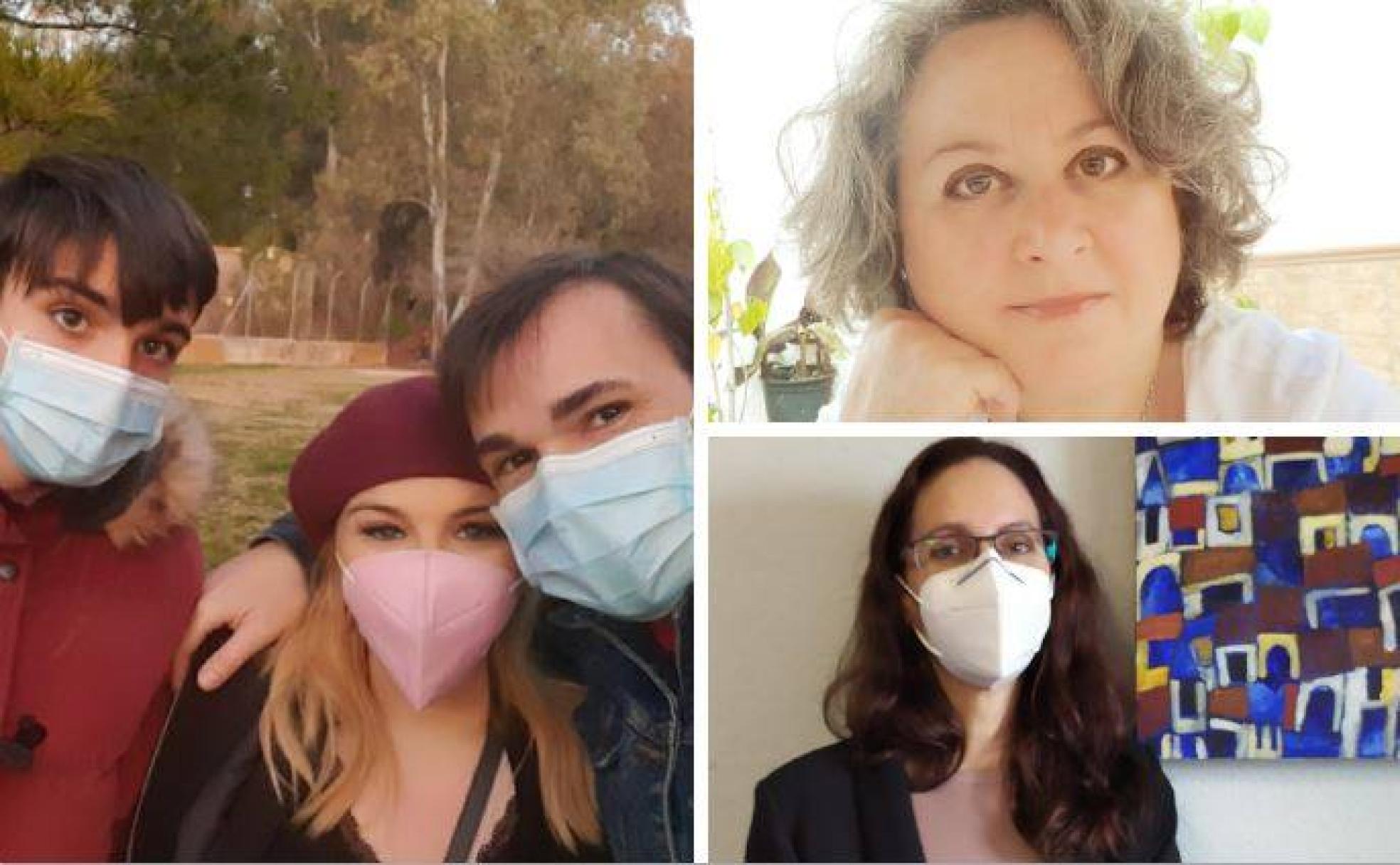 Estefanía Manzano, a la izquierda, con su hijo y su marido. Ana María (arriba, derecha) y Antonia B. Durán (abajo) cuentan a SUR su experiencia con el covid casi un año después de contagiarse. 