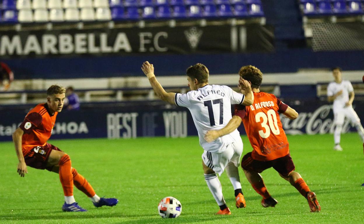Alfred Planas, en el duelo ante el Recreativo de la primera vuelta. 