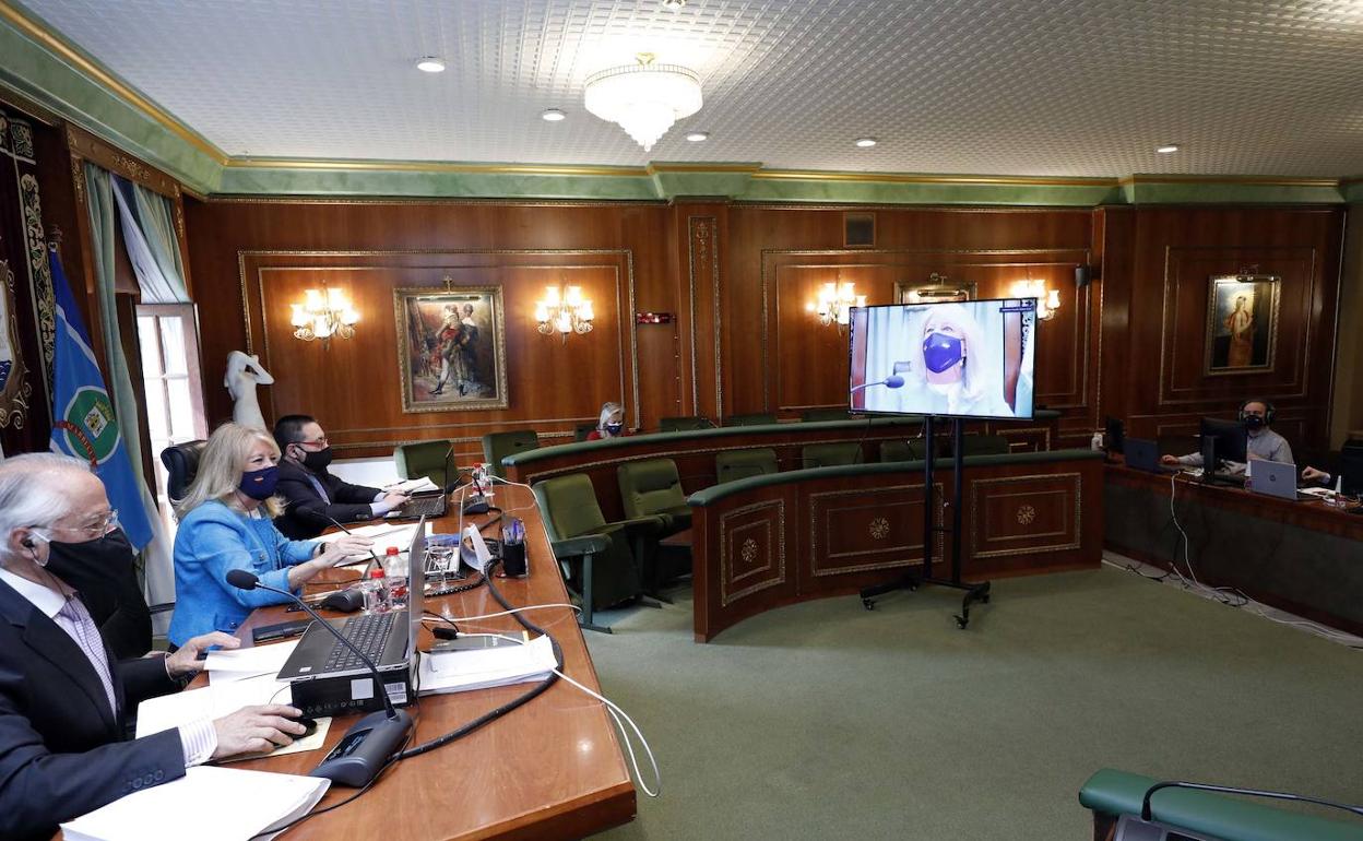 Sesión del pleno ordinario de marzo que un mes más, volvió a realizarse telemáticamente. 