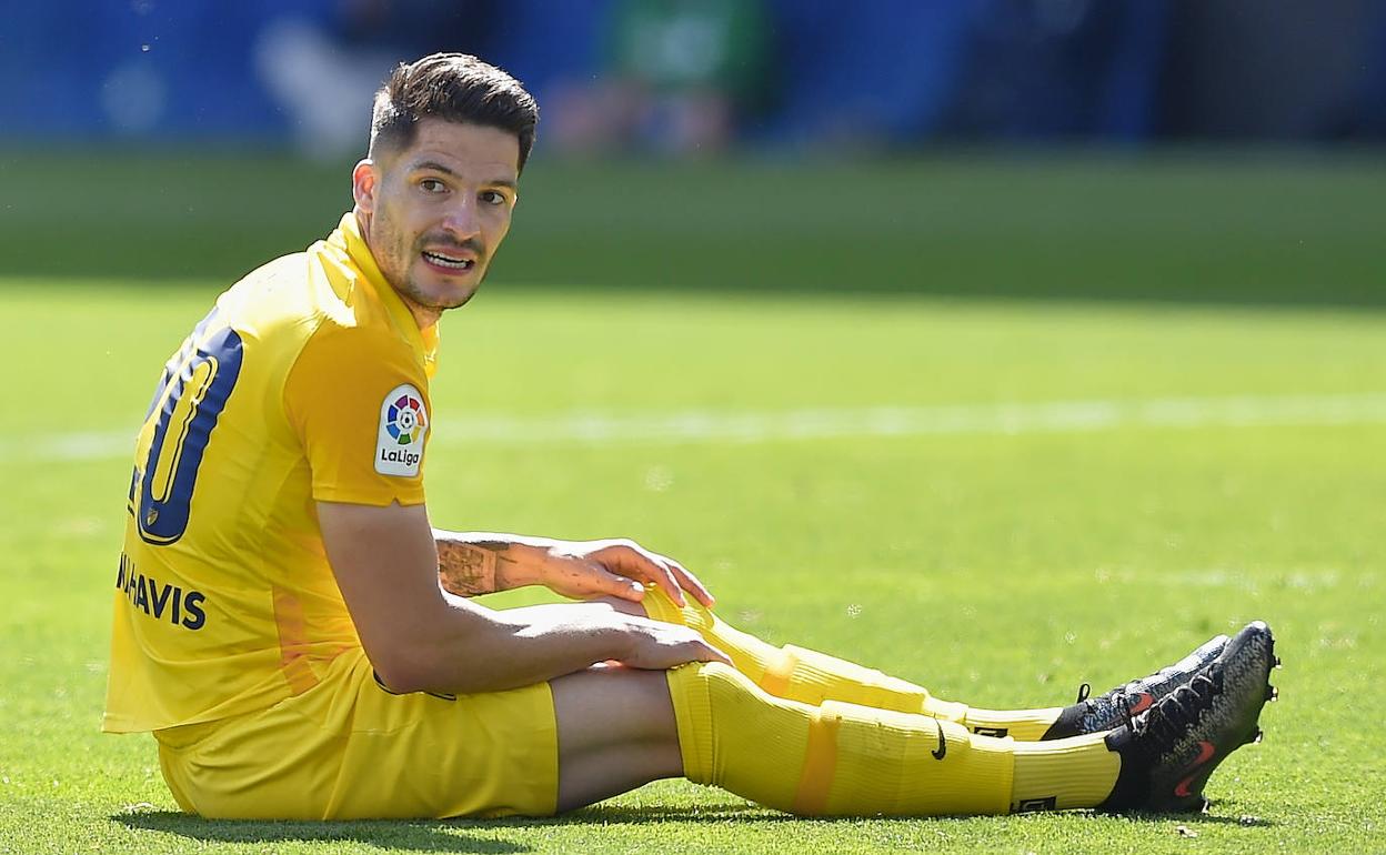 El jugador del Málaga, Caye Quintana, durante el partido del pasado domingo frente al Espanyol.