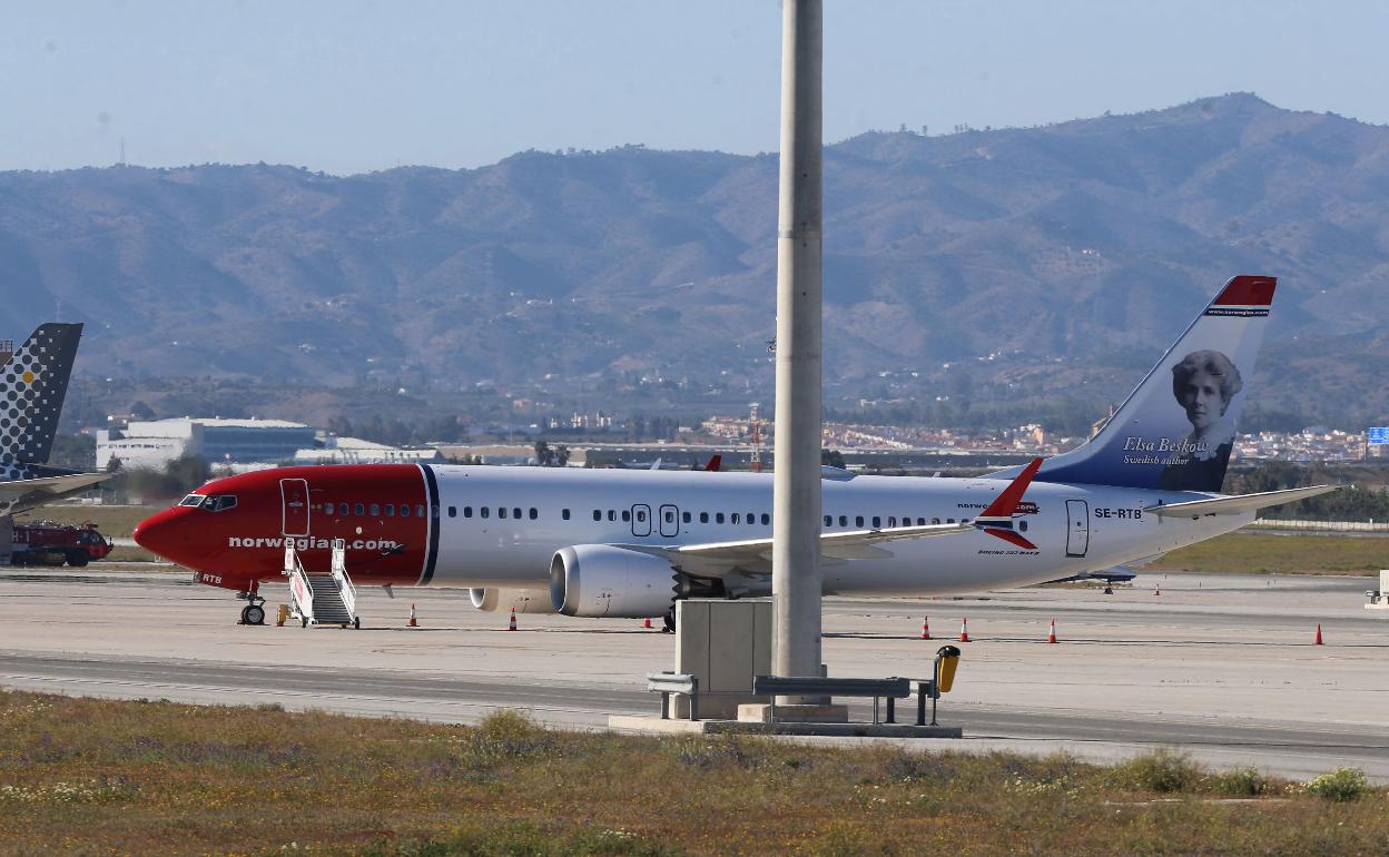 Vista de uno de los aviones de Norwegian en el aeropuerto de Málaga antes de la pandemia. 