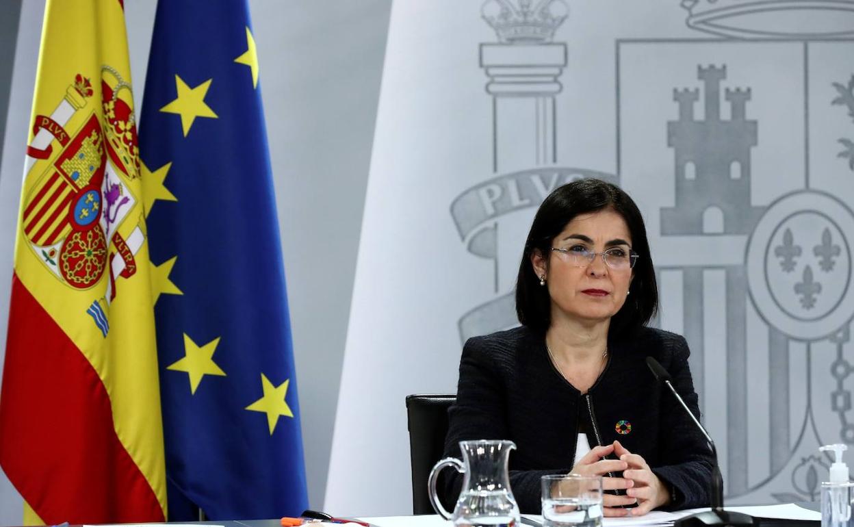 La ministra Darias, en una rueda de prensa posterior a un Consejo Interterritorial. 