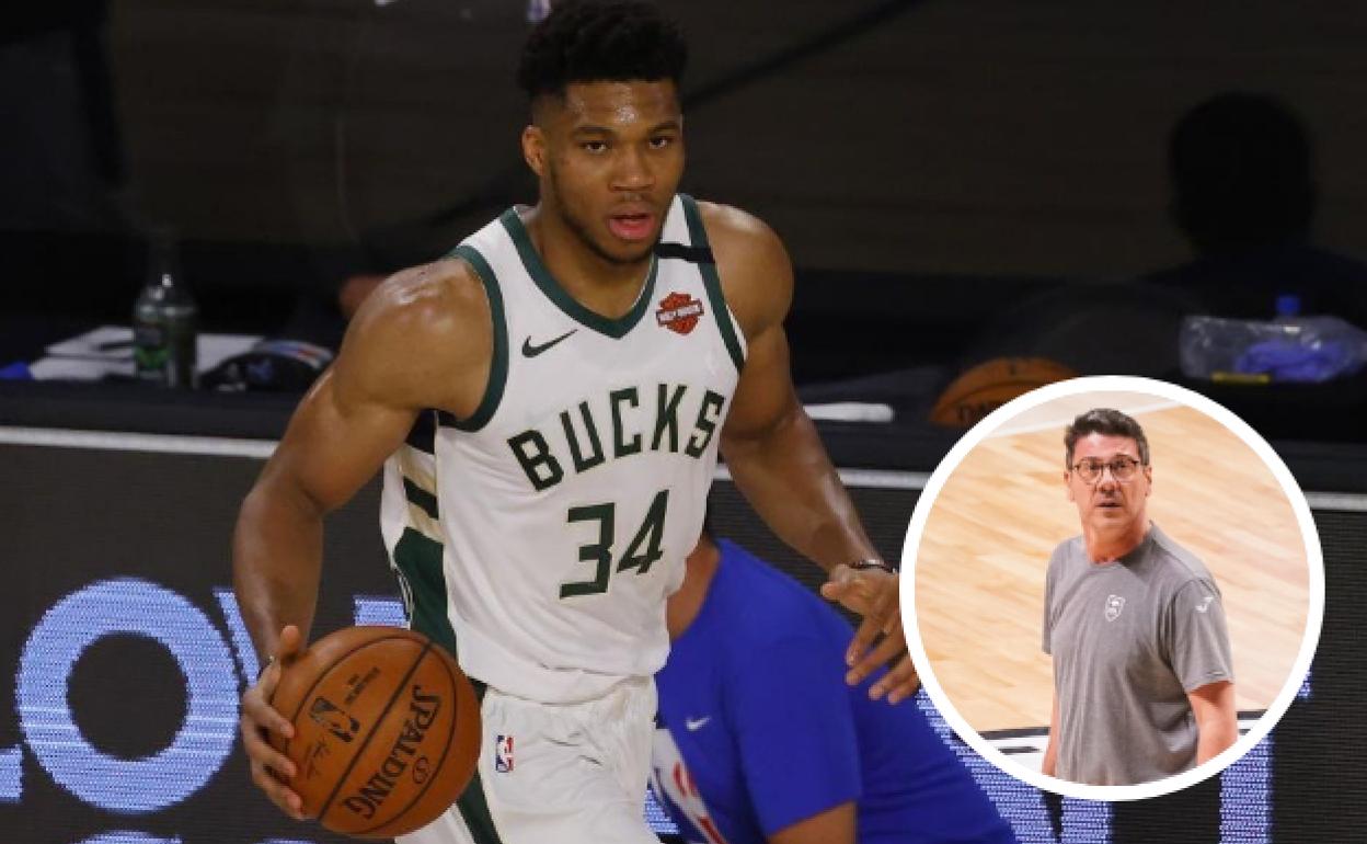 Giannis Antetokounmpo y Fotis Katsikaris.