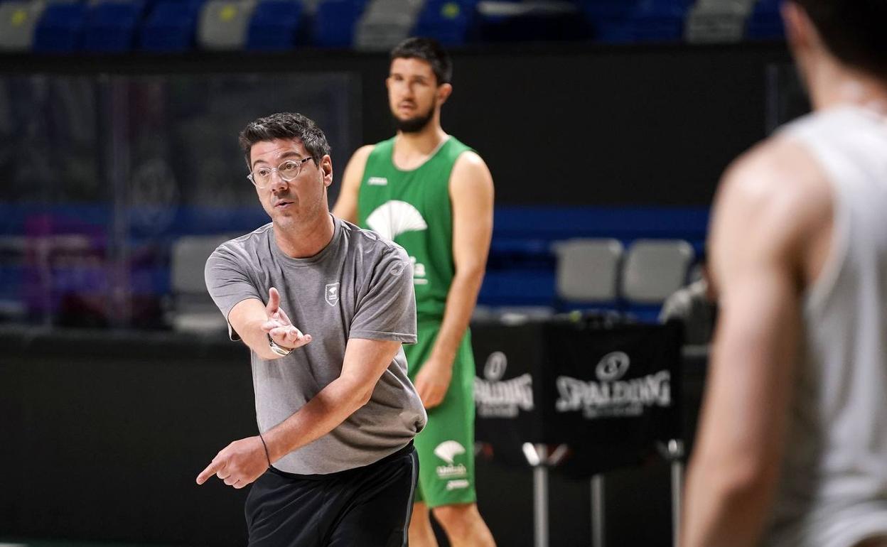 Fotis Katsikaris, durante un entrenamiento en el Palacio de los Deportes. 