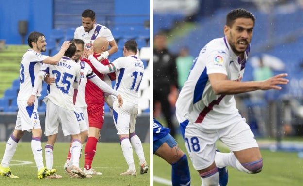 El ex del Málaga y ahora jugador del Eibar, José Recio, este domingo durante el partido contra el Getafe.