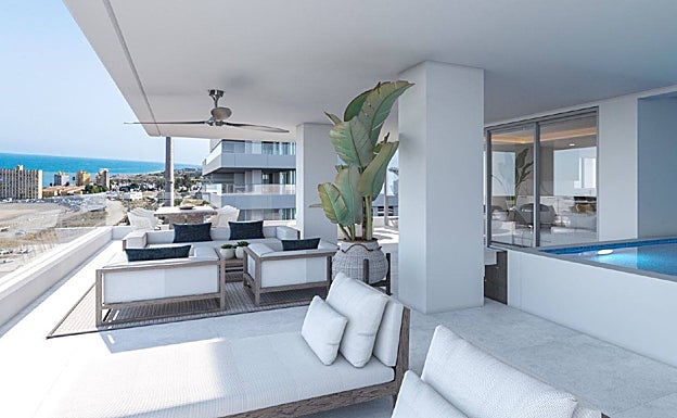 Recreación de una de las viviendas de la torre promovida por Sierra Blanca. 