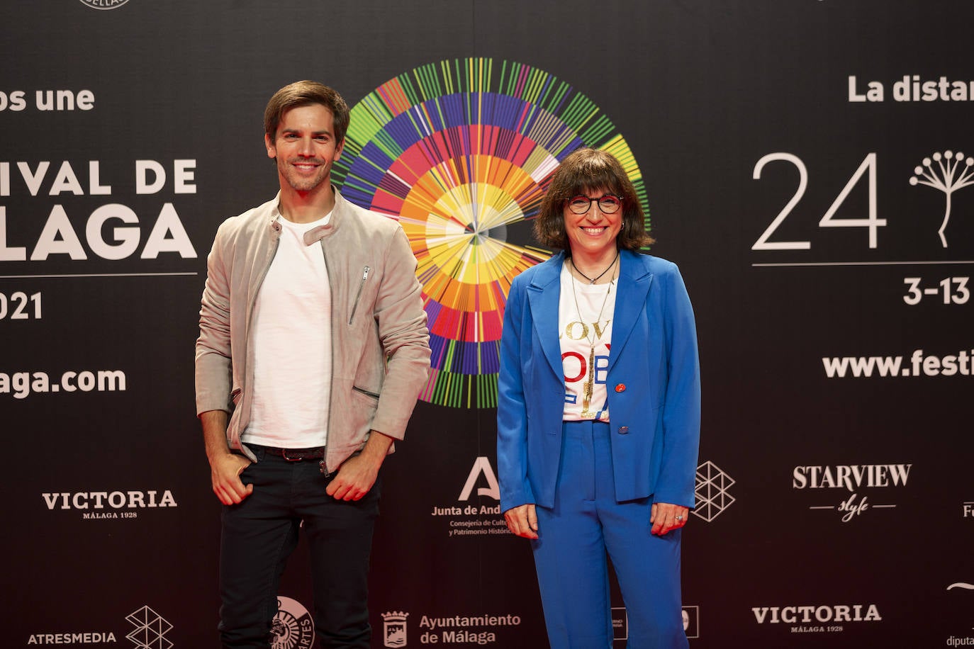 Los protagonistas de las películas seleccionadas posan en el Círculo de Bellas Artes como antesala del photocall malagueño