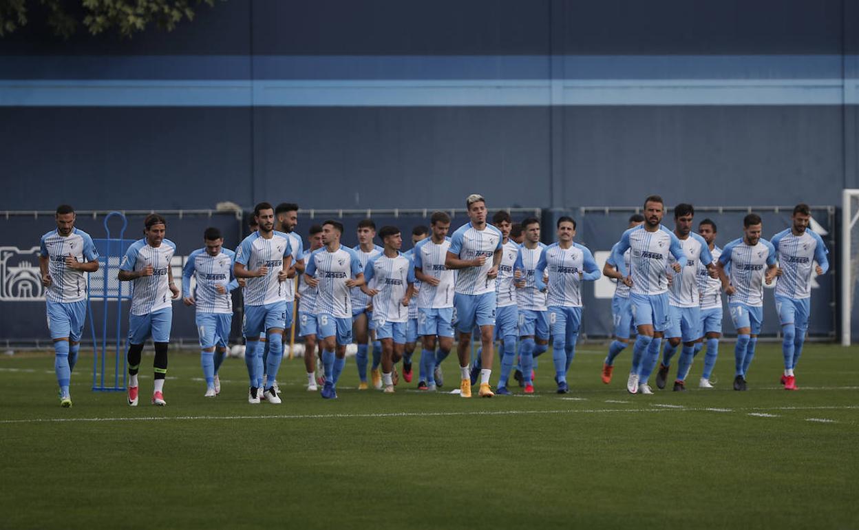 Gran parte de la plantilla del Málaga en la temporada 20-21.