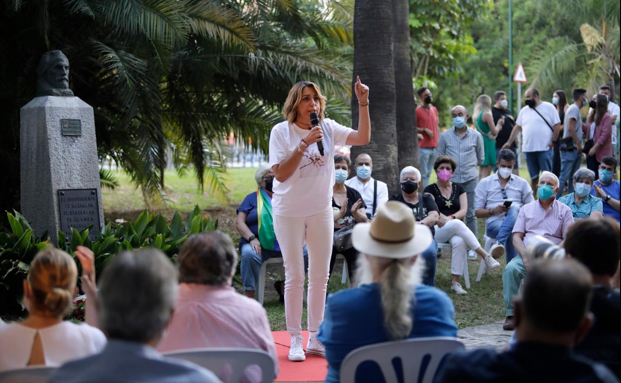 Susana Díaz, en un momento de su intervención, en el acto de primarias celebrado en Málaga. 