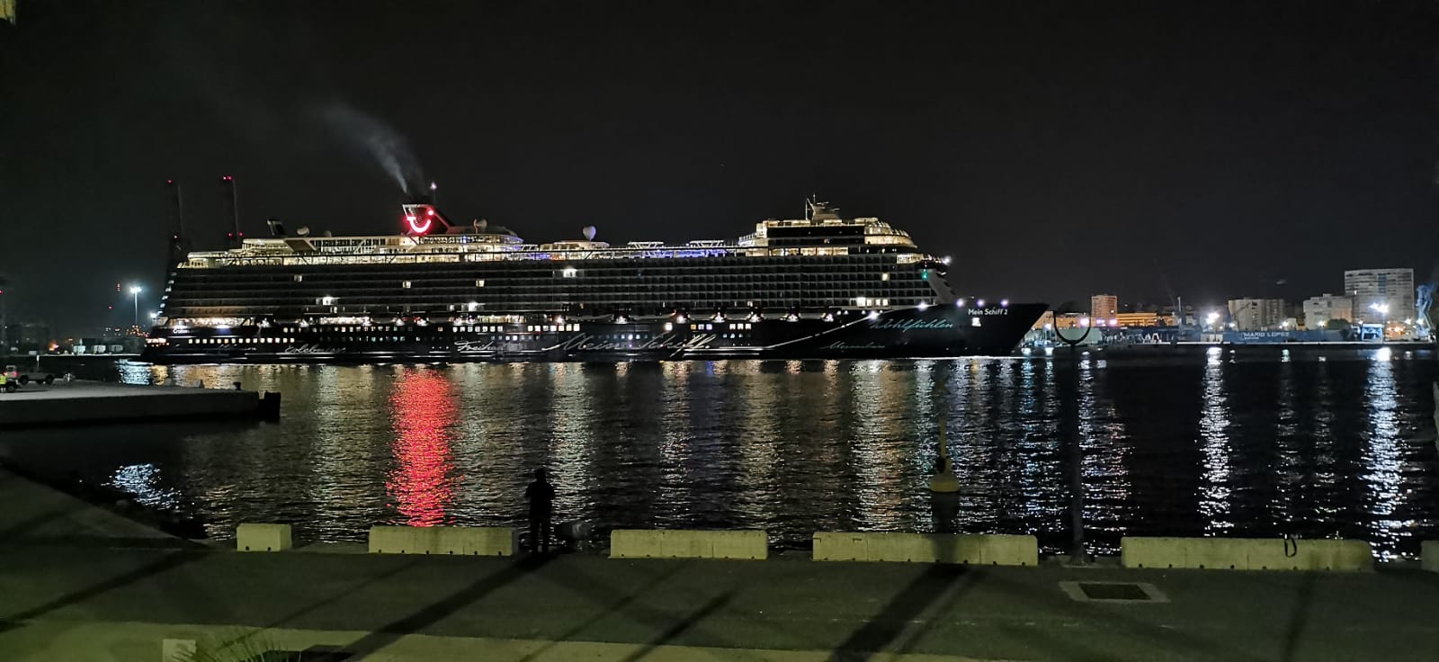 El barco ha llegado a la hora prevista, con un millar de pasajeros a bordo, y ha quedado amarrado junto a la terminal A del Puerto