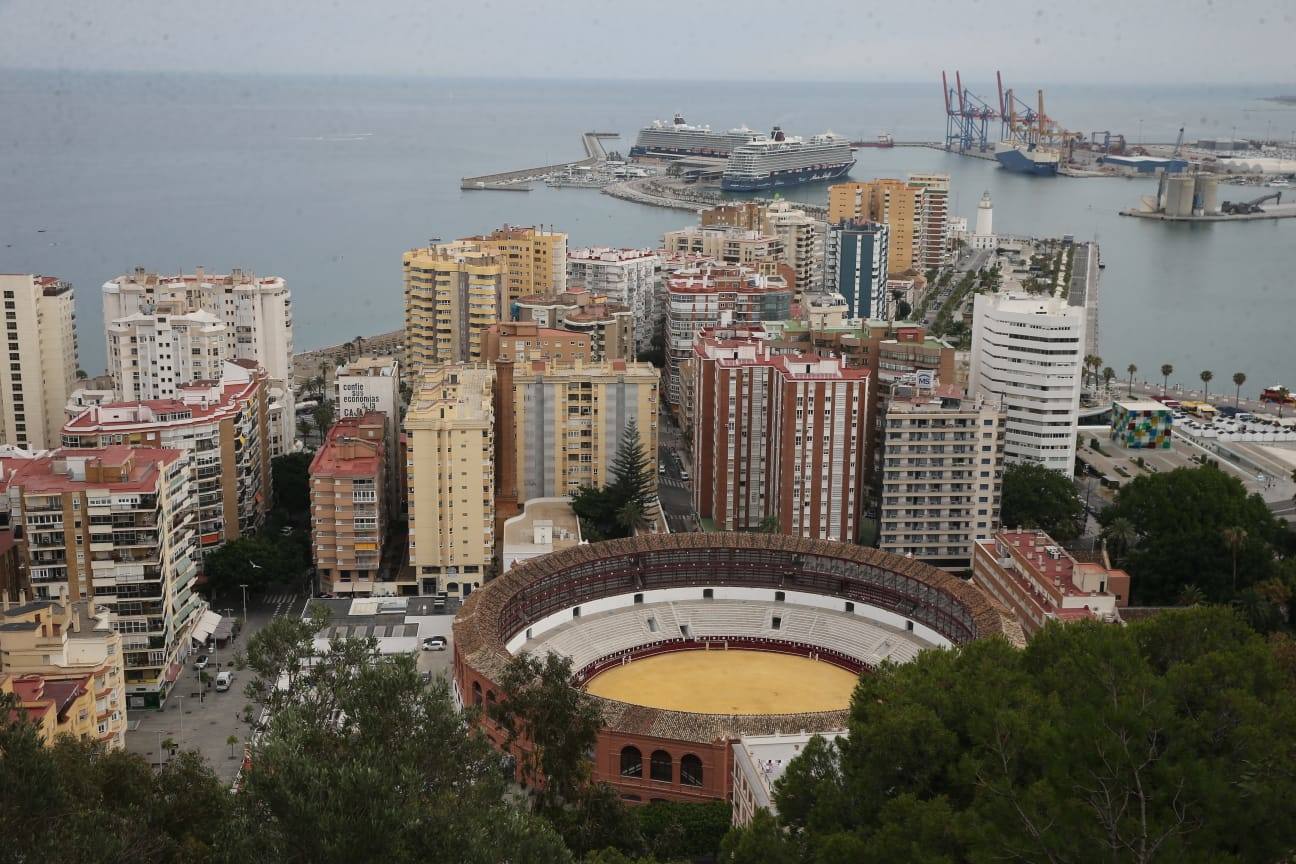 Panorámica de los cruceros desde Gibralfaro